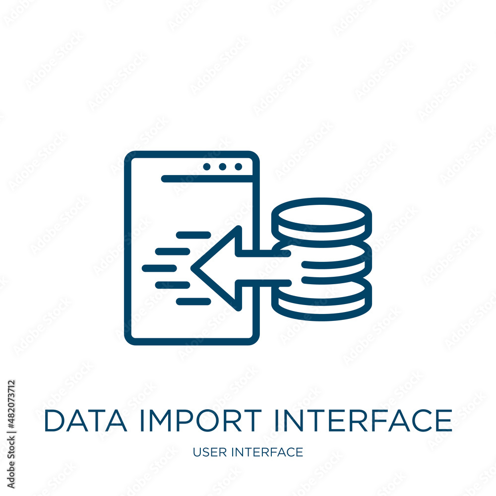 Poster data import interface icon from user interface collection. thin linear data import interface, data, 