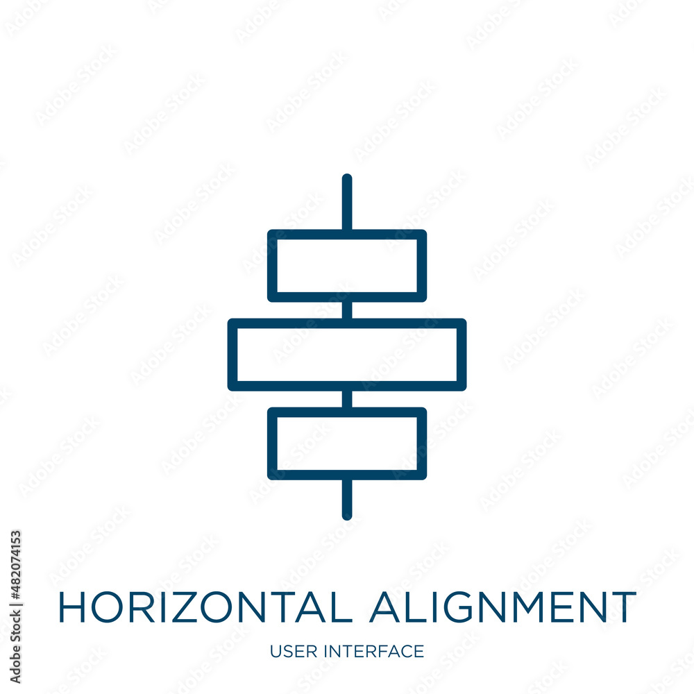Poster horizontal alignment icon from user interface collection. thin linear horizontal alignment, arrow, h