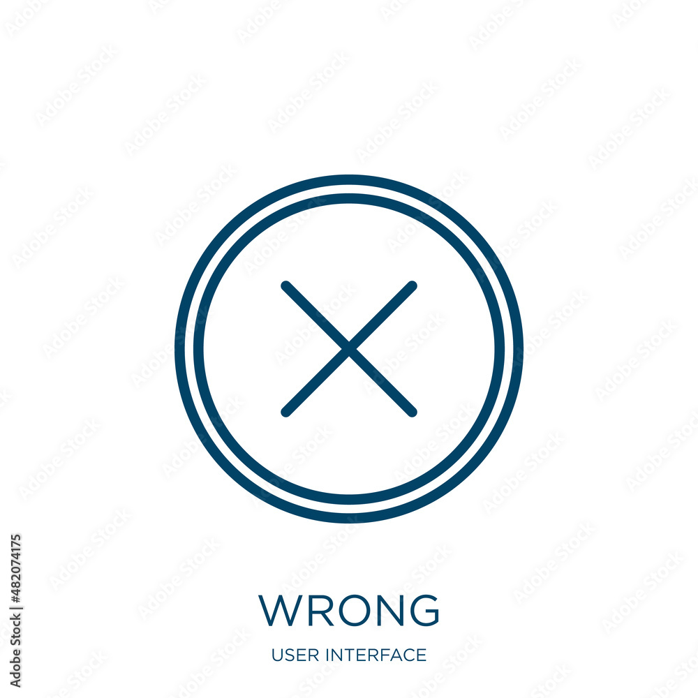 Poster wrong icon from user interface collection. thin linear wrong, correct, button outline icon isolated 