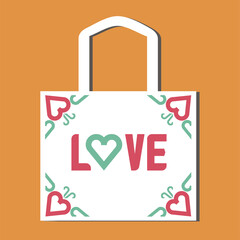 vector shopping bag Valentine's Day