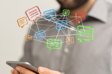 express envelope and parcel abstract technology background. Business quantum internet network...