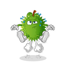 durian fart jumping illustration. character vector