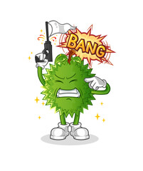 durian warning shot mascot. cartoon vector
