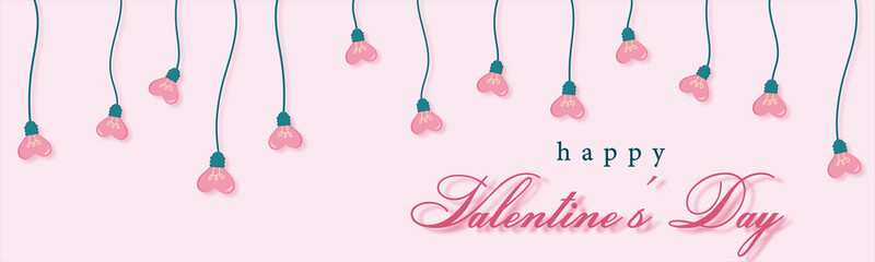 Valentines day background with light bulbs in the form of hearts. Vector illustration. banners. wallpaper. greeting cards, invitations, posters, brochure, discount voucher.