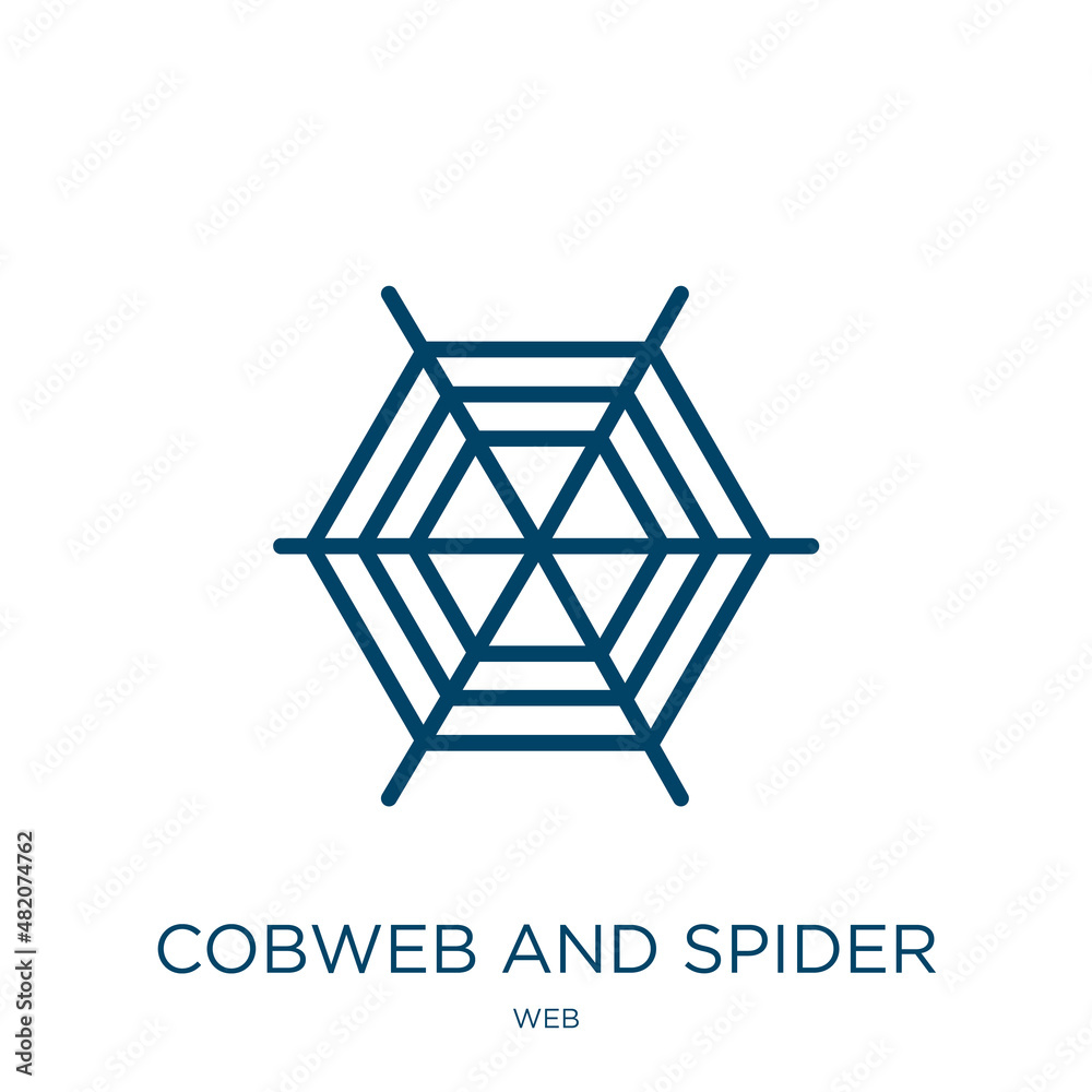 Poster cobweb and spider icon from web collection. thin linear cobweb and spider, halloween, cobweb outline