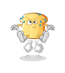 white bread fart jumping illustration. character vector