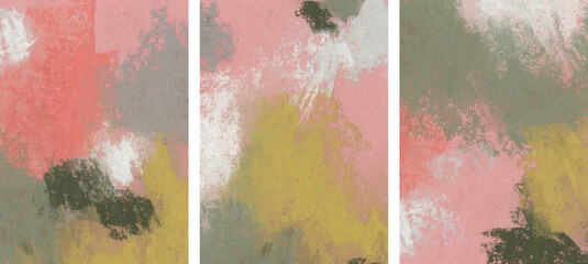 Three abstract pastel backgrounds. Versatile artistic backdrop for creative design projects: posters, cards, banners, invitations, magazines, books, prints and wallpapers. Minimalist art.