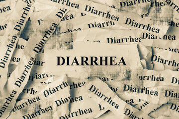 Strips of newspaper with the words Diarrhea typed on them.