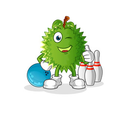 Fototapeta premium durian play bowling illustration. character vector