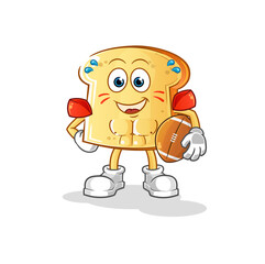 Obraz na płótnie Canvas white bread playing rugby character. cartoon mascot vector