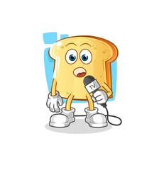 white bread tv reporter cartoon. cartoon mascot vector