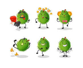 durian comedy set character. cartoon mascot vector