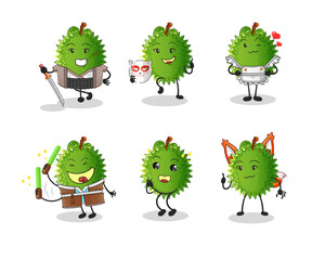 durian japanese culture group character. mascot vector
