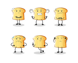 white bread angry group character. cartoon mascot vector
