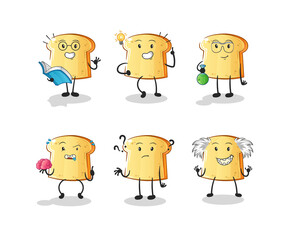 white bread thinking group character. cartoon mascot vector