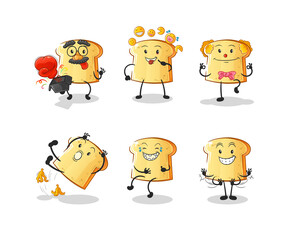 white bread comedy set character. cartoon mascot vector