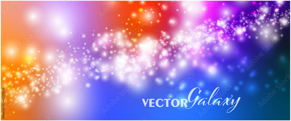 Poster magical color galaxy.space background ,realistic nebula and lots of shining stars. infinite universe