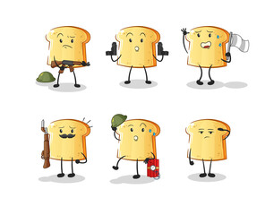 white bread troops character. cartoon mascot vector