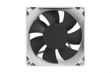 Computer fan Black and white cooler isolated on white 3d image illustration