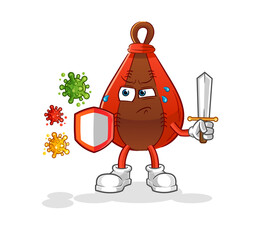 speed bag against viruses cartoon. cartoon mascot vector