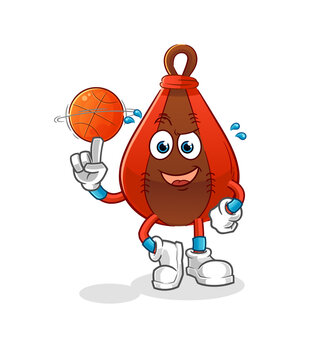 speed bag playing basket ball mascot. cartoon vector