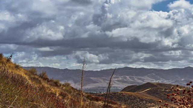 time lapse view of Simi Valley California with rolling clouds above