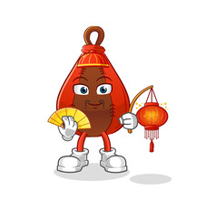speed bag Chinese with lanterns illustration. character vector