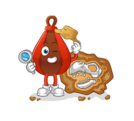 speed bag archaeologists with fossils mascot. cartoon vector