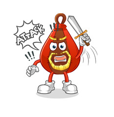 speed bag knights attack with sword. cartoon mascot vector