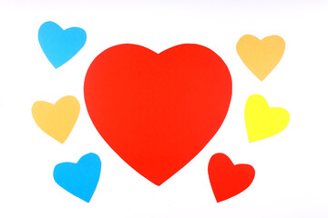 Valentines Day hearts on vintage white background as Valentines Day symbol	
