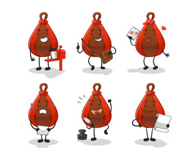 speed bag postman set character. cartoon mascot vector