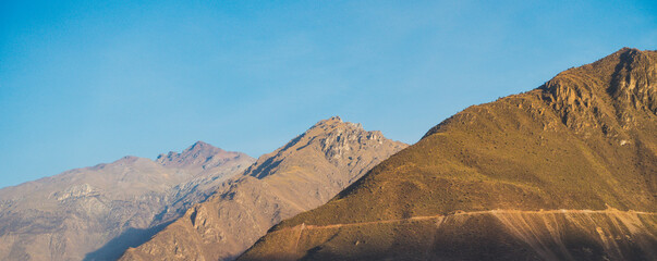 Panaroma of mountains showing a fading pattern from front to background, taken in the Colca valley near Arequipa in Peru