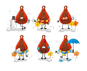 speed bag in cold weather character mascot vector