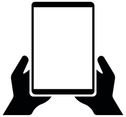 Icon hands holding tablet. symbol of hands holding a tablet. Vector illustration.