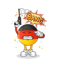 german flag warning shot mascot. cartoon vector