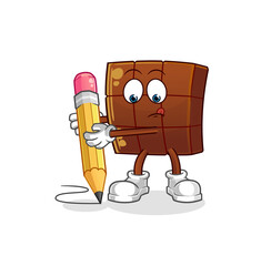 Fototapeta premium chocolate bar write with pencil. cartoon mascot vector