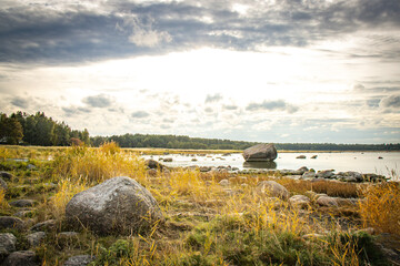 beach, laheema national park, laheema, altja, estonia, baltics, baltic countries, baltic sea, erratic stones,