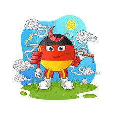 german flag samurai cartoon. cartoon mascot vector