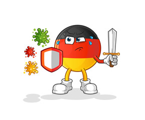 german flag against viruses cartoon. cartoon mascot vector