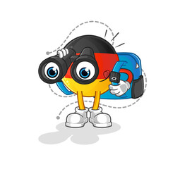german flag with binoculars character. cartoon mascot vector