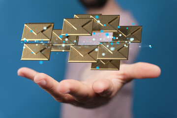  hand using mobile smartphone with email icon, Email concept, copy space
