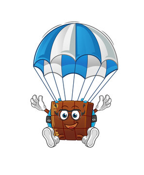 recommend clip art: chocolate bar skydiving character. cartoon mascot vector