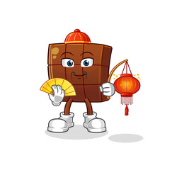 chocolate bar Chinese with lanterns illustration. character vector