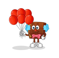 chocolate bar clown with balloons vector. cartoon character