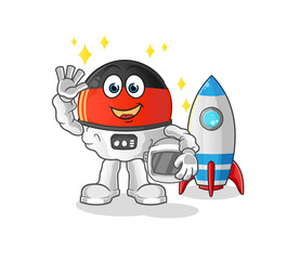 german flag astronaut waving character. cartoon mascot vector