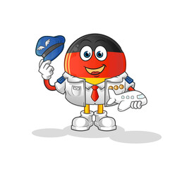 german flag pilot mascot. cartoon vector
