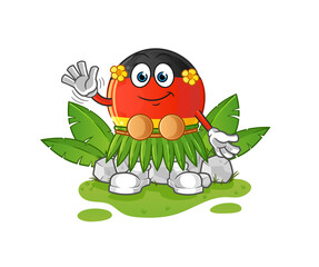 german flag hawaiian waving character. cartoon mascot vector