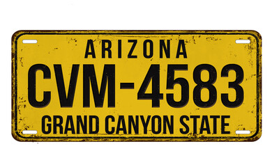 An imitation of vintage Arizona license plate - obrazy, fototapety, plakaty