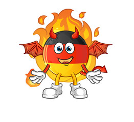 german flag demon with wings character. cartoon mascot vector