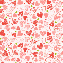 Cute hand-drawn hearts seamless background. Lovely romantic background, great for Valentine's Day and Mother's Day, banners, textiles, wallpaper